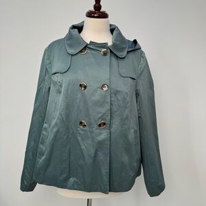 Forever 21 Teal Double-Breasted Pea Coat with hood size 12 Womens